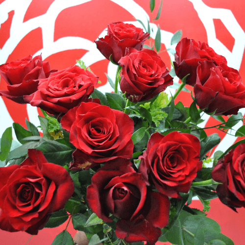 bouquet fond logo Mes Roses Rouges - Rouge pivoine Fleuriste Caen