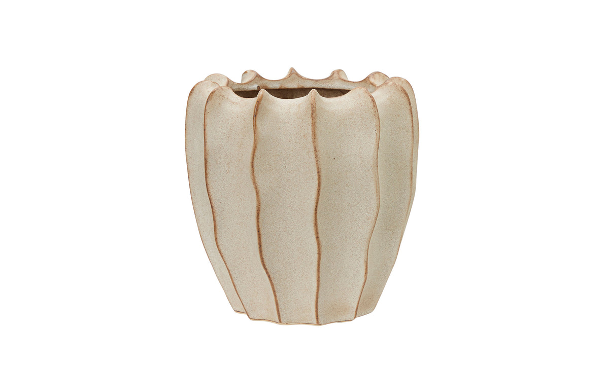 Cache-pot Calista beige S, diamètre 18 cm et hauteur 18 cm — référence 81690