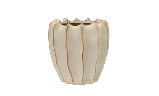 Cache-pot Calista beige S, diamètre 18 cm et hauteur 18 cm — référence 81690