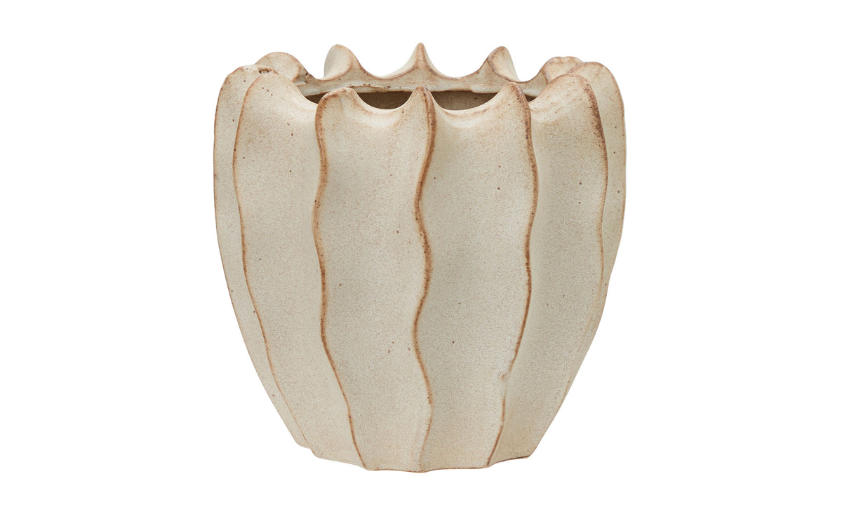 Cache-pot Calista beige M, diamètre 20 cm et hauteur 20 cm — référence 81691